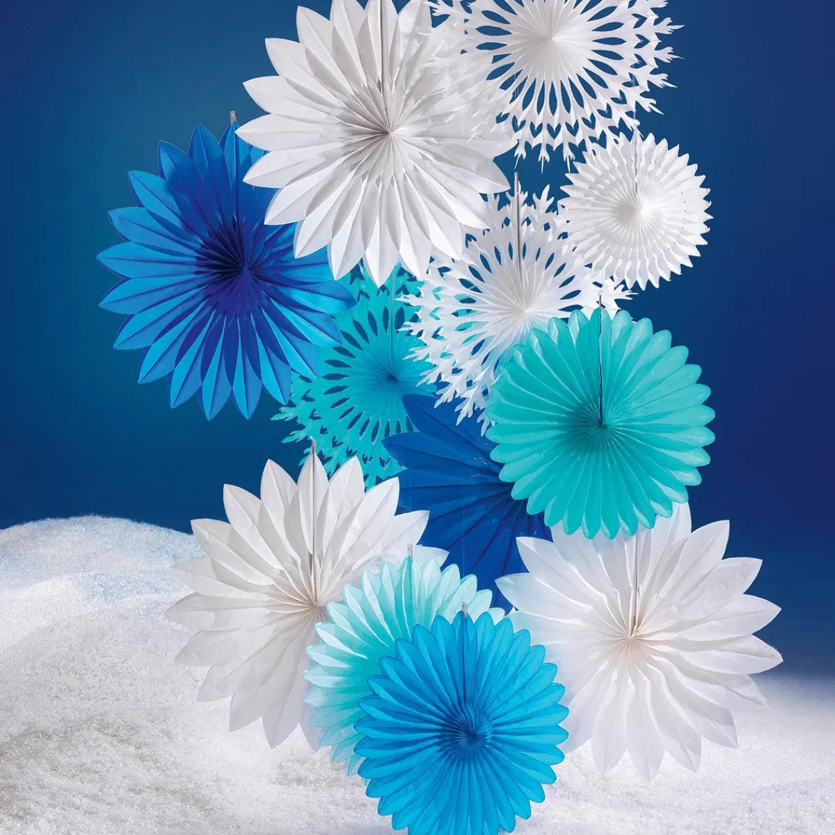 Decoración Temática|Decoración De Invierno>DecoWoerner Abanico Decorativo 50cmØ Papel Copo De Nieve B1 blanco