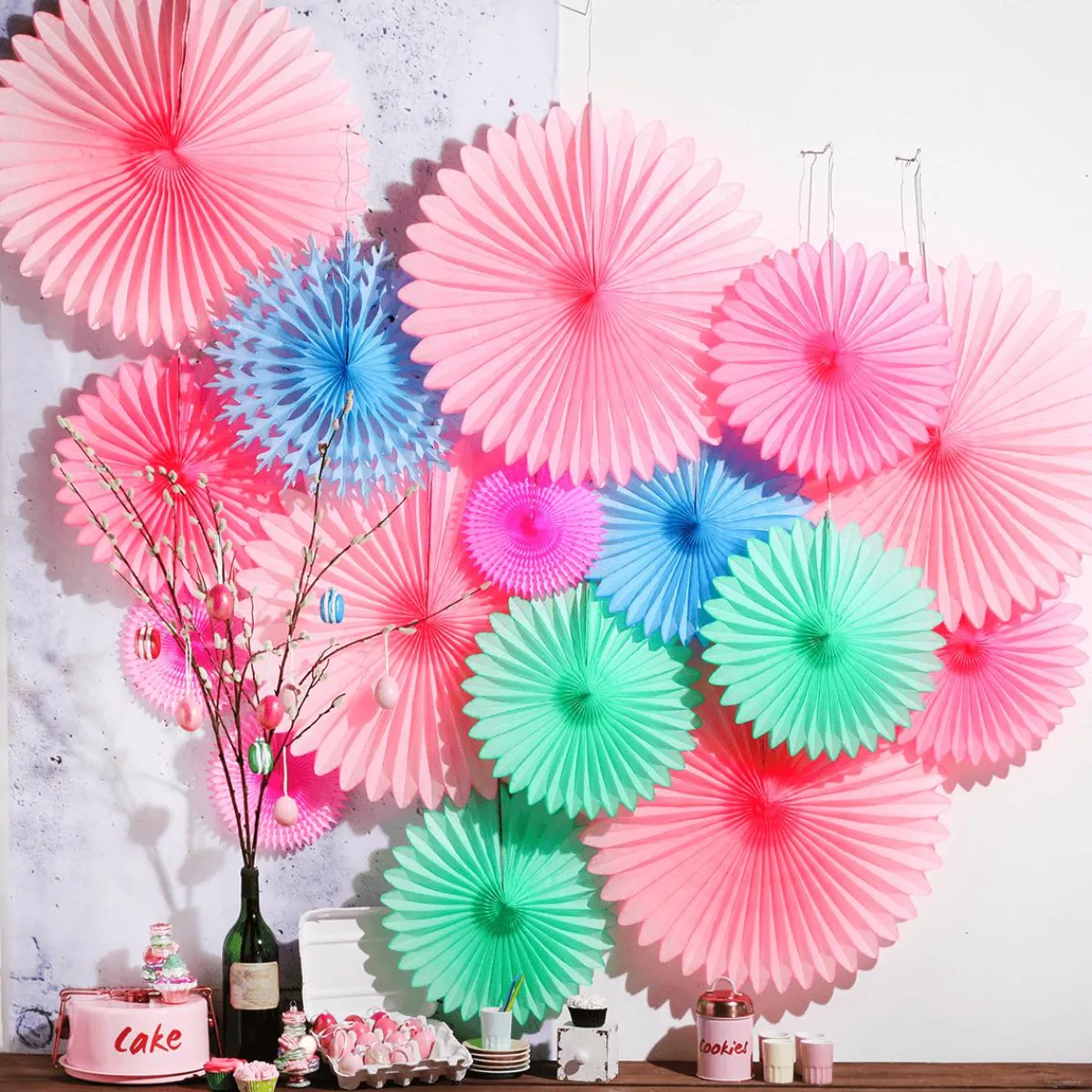 Decoración Temática>DecoWoerner Abanicos Decorativos Fucsia Ø 25 Cm rosa