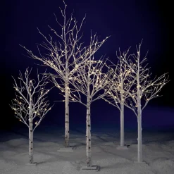 Decoración De Invierno|Árboles Artificiales>DecoWoerner Abedul Con LED, 210 Cm blanco