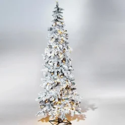 Árboles De Navidad Artificiales>DecoWoerner Abeto De Invierno, Abeto Artificial De Luvi Con Nieve Con Luz LED, 210 Cm blanco