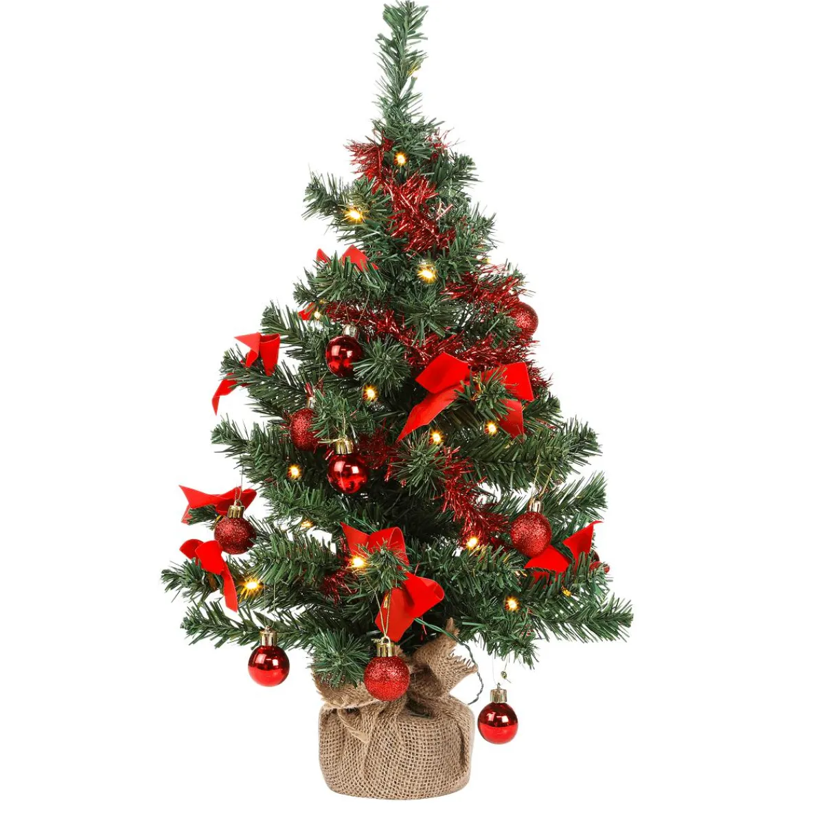 Árboles De Mesa Y Ramas De Abeto>DecoWoerner Abeto Decorativo LED En Bolsa De Yute 60 Cm verde