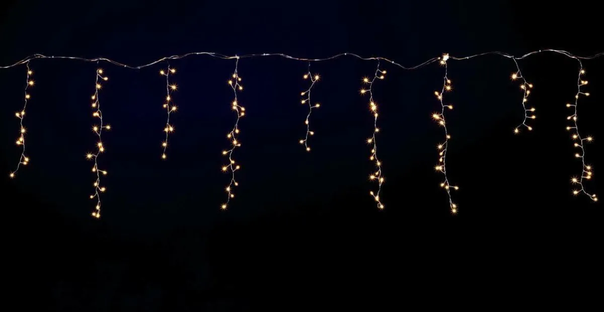 Luces De Navidad>DecoWoerner Alambre LED Icicle Light "Fuegos Artificiales", Cortina De Luces Anchura 385 Cm plata