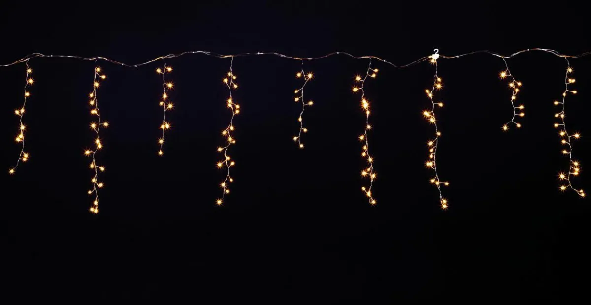 Luces De Navidad>DecoWoerner Alambre LED Icicle Light "Fuegos Artificiales", Cortina De Luces Anchura 385 Cm plata