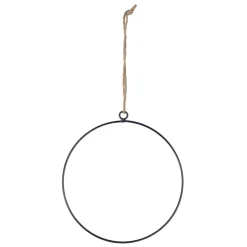 Decoración De Otoño|Decoración De Verano>DecoWoerner Anillo De Metal Deco Con Percha De Cuerda De Yute 20 Cm Ø negro
