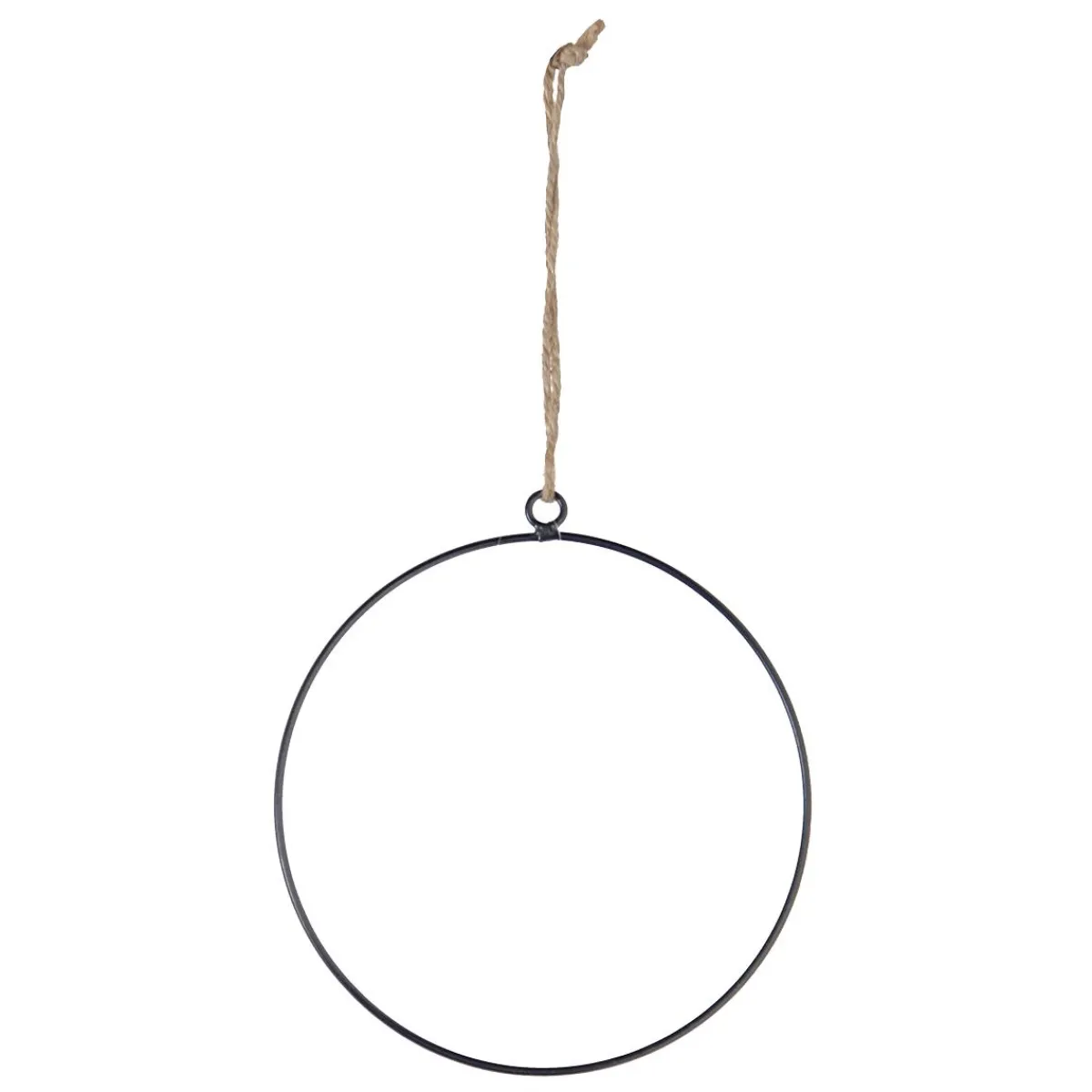 Decoración De Otoño|Decoración De Verano>DecoWoerner Anillo De Metal Deco Con Percha De Cuerda De Yute 20 Cm Ø negro