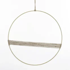 Ayudas Y Herramientas De Decoración|Macetas Y Artículos De Decoración>DecoWoerner Anillo Decorativo De Metal Con Diseño De Cuerda De Yute 35 Cm Ø oro