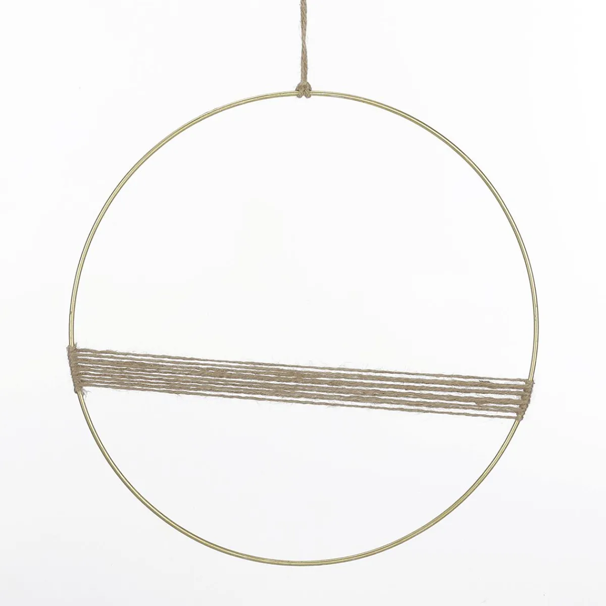 Ayudas Y Herramientas De Decoración|Macetas Y Artículos De Decoración>DecoWoerner Anillo Decorativo De Metal Con Diseño De Cuerda De Yute 35 Cm Ø oro