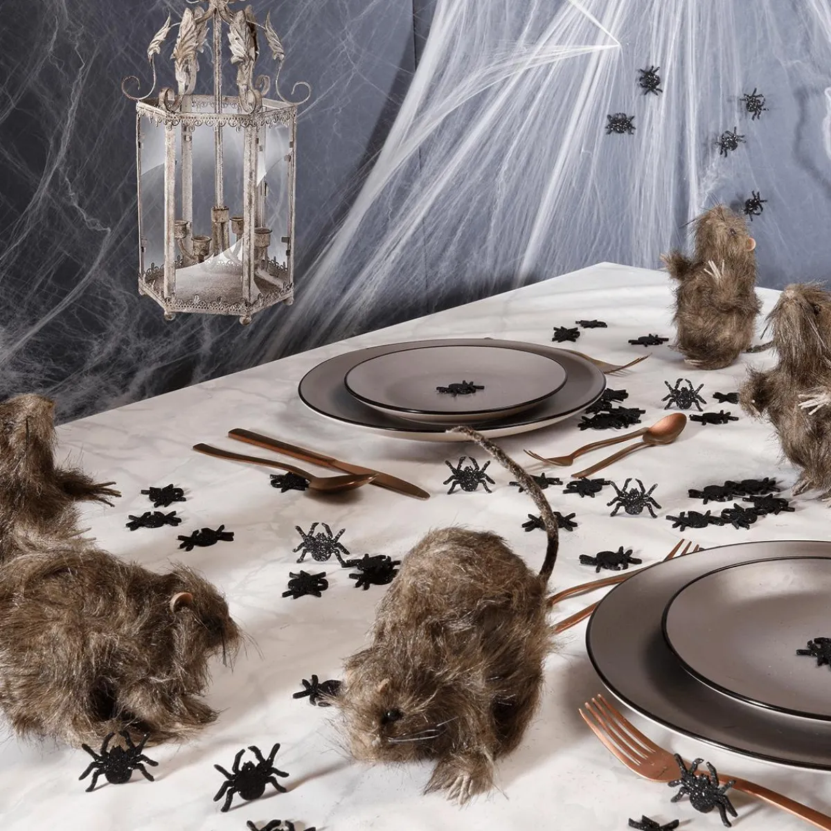 Decoración De Animales|Decoración Dispersa>DecoWoerner Arañas Decorativas Con Purpurina 72 Unidades En negro