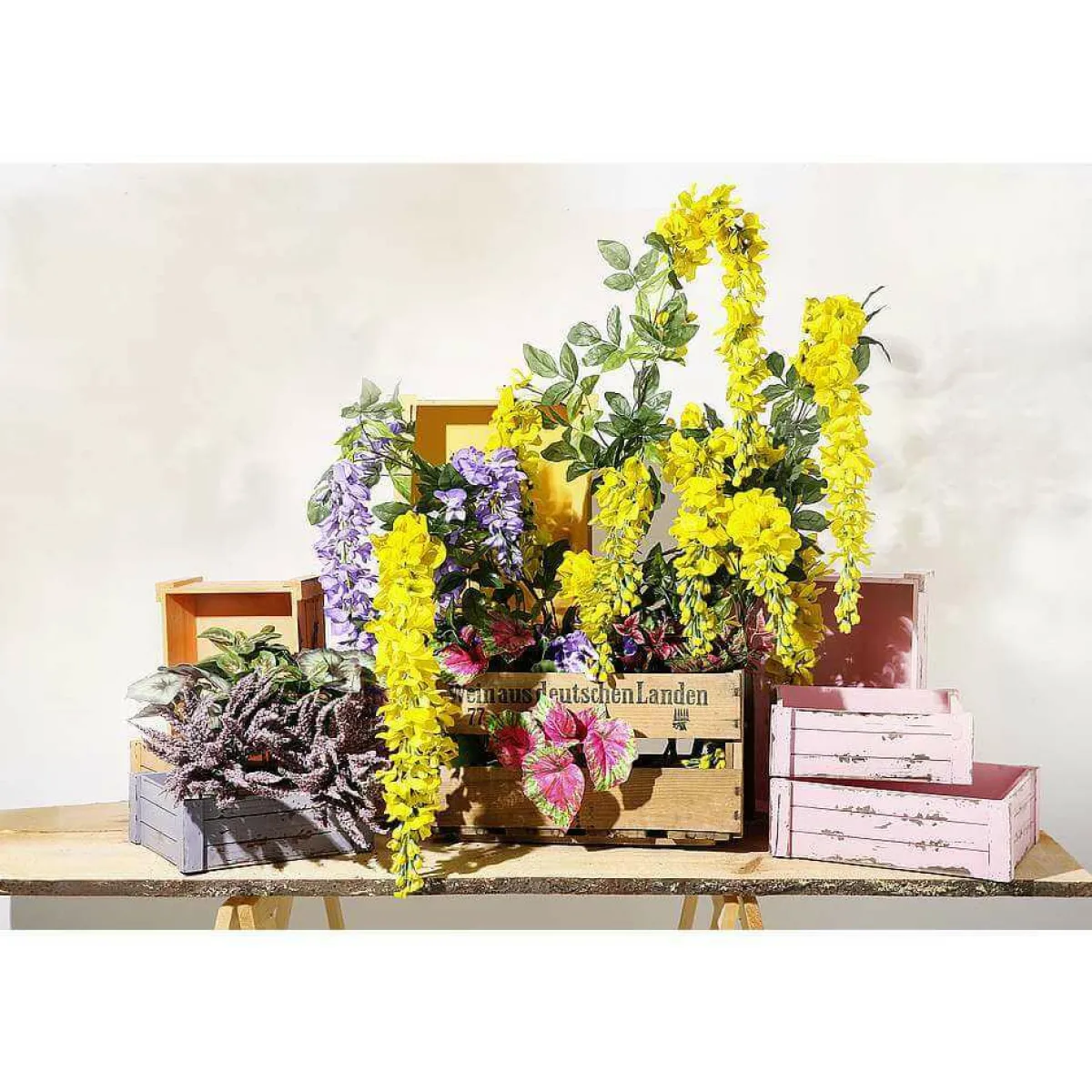 Plantas Verdes|Hojas>DecoWoerner Arbusto De Begonia Artificial , 26 Cm, 3 Piezas rojo