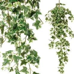 Plantas Verdes|Plantas Colgantes>DecoWoerner Arbusto De Hiedra Artificial Con Palo . Blanco, 114 Cm verde