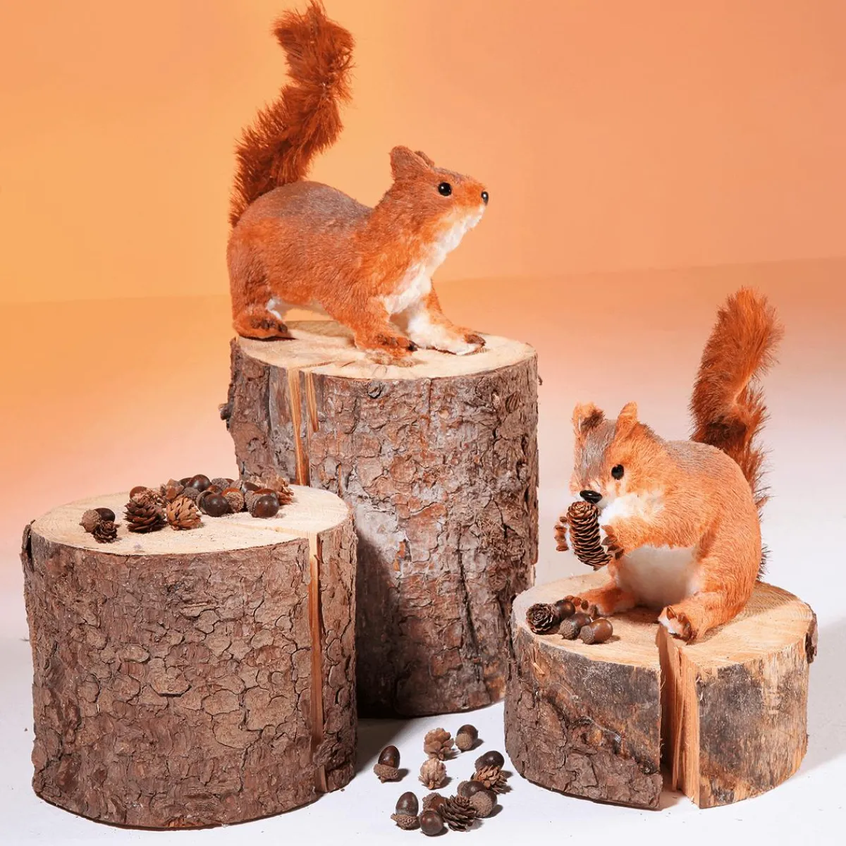 Decoración De Animales|Decoración De Otoño>DecoWoerner Ardilla Decorativa Altura 28 Cm naranja