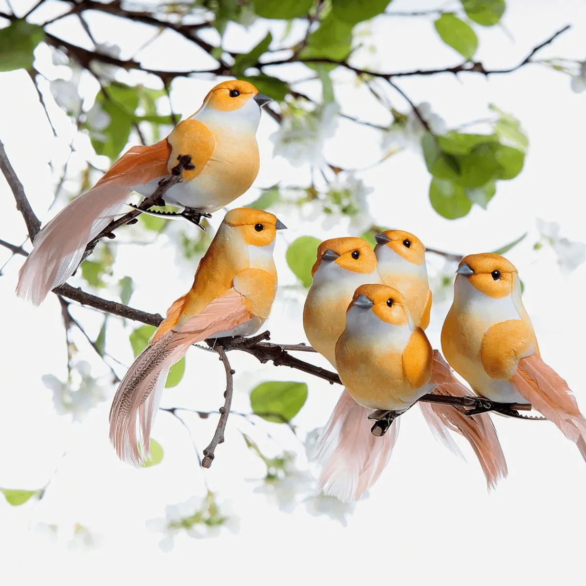 Decoración De Animales|Decoración De Primavera>DecoWoerner Aves Decorativas, Color , 10 Cm, 6 Piezas naranja