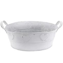Decoración De Verano|Decoración De Primavera>DecoWoerner Bañera De Zinc Con Motivo De Corazón 32 Cm blanco