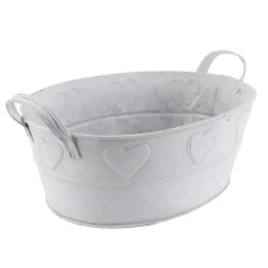 Decoración De Verano|Decoración De Primavera>DecoWoerner Bañera De Zinc Con Motivo De Corazón 32 Cm blanco