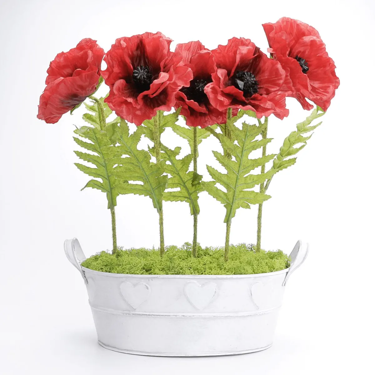 Decoración De Verano|Decoración De Primavera>DecoWoerner Bañera De Zinc Con Motivo De Corazón 32 Cm blanco