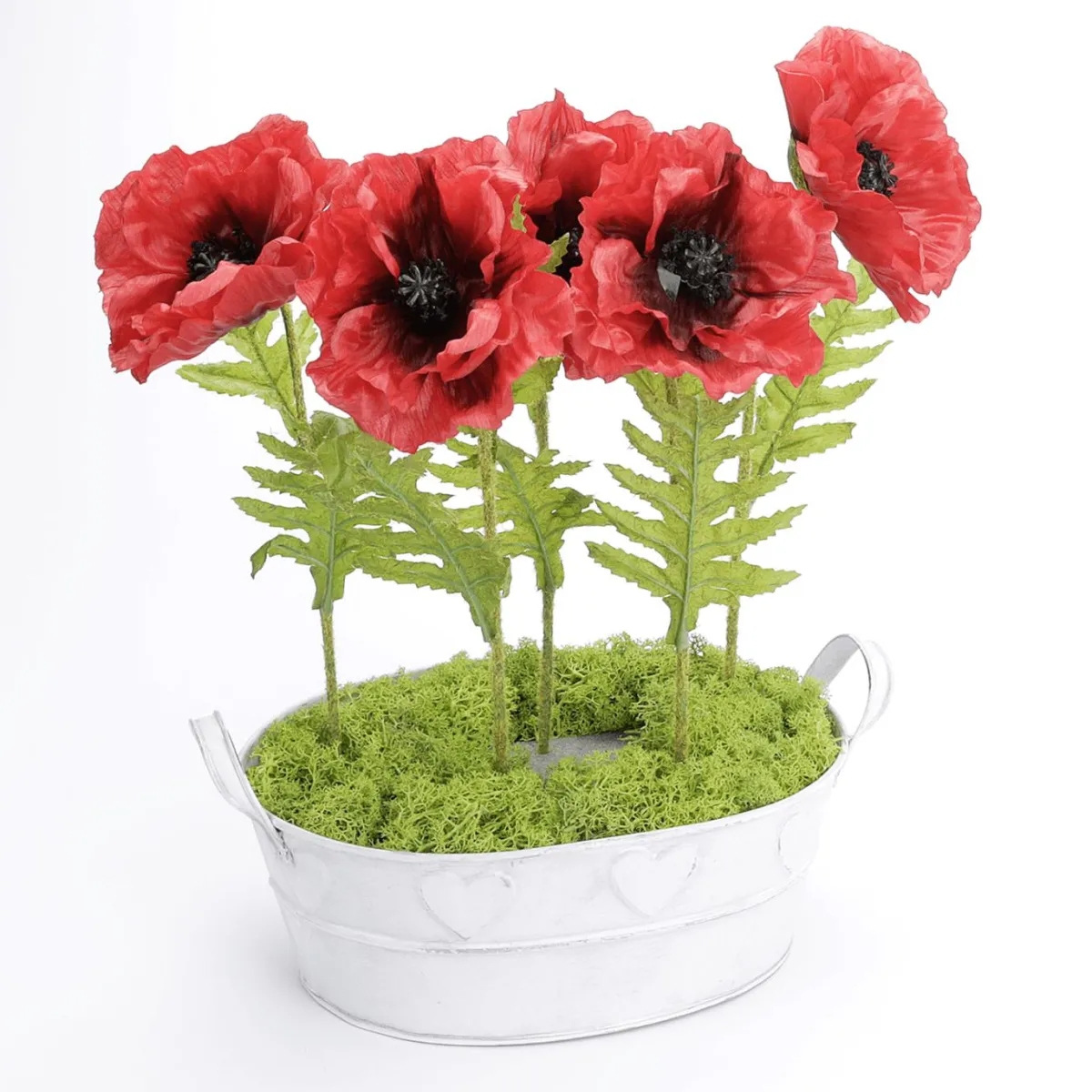 Decoración De Verano|Decoración De Primavera>DecoWoerner Bañera De Zinc Con Motivo De Corazón 32 Cm blanco