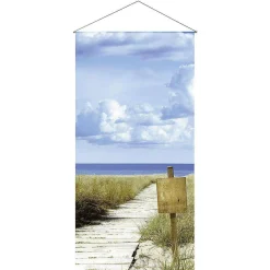 Pancartas De Verano>DecoWoerner Bandera De Fibra Natural Ligera Y Rápida "Dünenweg" De Algodón 100 X 200 Cm azul
