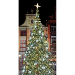 Pancartas De Navidad E Invierno>DecoWoerner Bandera De Tela Árbol De Navidad 100 X 200 Cm verde