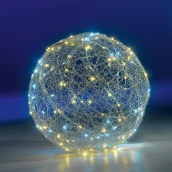 Luz Decorativa|Luces De Navidad>DecoWoerner Bola Con Iluminación LED Caliente Intermitente, 45 Cm plata