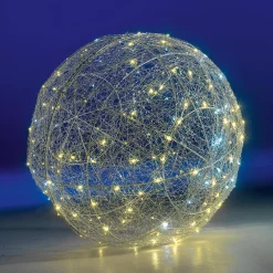 Decoración Navideña Xxl|Luces De Navidad>DecoWoerner Bola Con Iluminación LED Caliente Intermitente, 60 Cm plata