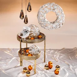 Decoración Natural|Decoración De Otoño>DecoWoerner Bola De Madera Otoñal Con Estrellas Blanca 15 Cm Ø blanco