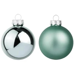 Bolas De Navidad>DecoWoerner Bolas De Navidad De Cristal Plateado 6 Cm Ø - 24 Piezas verde
