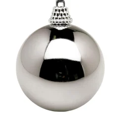 Bolas De Navidad>DecoWoerner Bolas De Navidad De Plástico Acero Brillante, 6 Cm Ø - 24 Piezas Gris