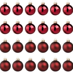 Bolas De Navidad>DecoWoerner Bolas De Navidad De Vidrio Oscuro 6 Cm Ø - 24 Piezas rojo