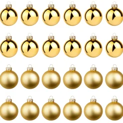 Bolas De Navidad>DecoWoerner Bolas De Navidad De Vidrio Dorado Oscuro 6 Cm Ø - 24 Piezas oro