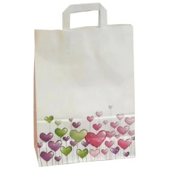 Bolsas De Regalo Y Bolsas Portátiles>DecoWoerner Bolsa De Papel Con Corazones De Colores 35 X 26 X 12 Cm blanco