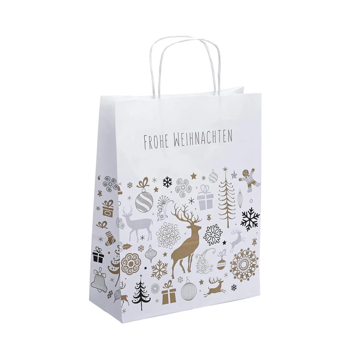 Bolsas De Regalo Y Bolsas Portátiles>DecoWoerner Bolsa De Transporte Winter Dream, 32 X 24 X 11 Cm, 50 Uds. blanco