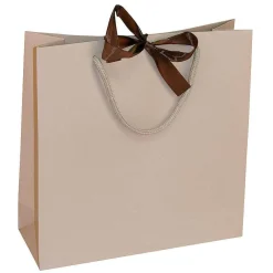 Bolsas De Regalo Y Bolsas Portátiles>DecoWoerner Bolsas De Regalo, 27,5 X 27,5 Cm, Arena 25 Piezas, 200g/m², Con Lazo De Raso A Juego marrón
