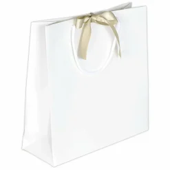 Bolsas De Regalo Y Bolsas Portátiles>DecoWoerner Bolsas De Regalo, 27,5 X 27,5 Cm, Blancas 25 Piezas 200g/m², Con Lazo De Raso A Juego blanco