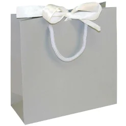 Bolsas De Regalo Y Bolsas Portátiles>DecoWoerner Bolsas De Regalo, 20 X 20 X 8 Cm, 25 Piezas, 200 G/ M², Con Lazo De Raso A Juego Gris
