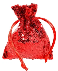 Bolsitas Con Cordón|Decoración Temática>DecoWoerner Bolsitas De Organza Lentejuelas 10 Cm, 10 Piezas, rojo