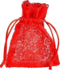 Bolsitas Con Cordón|Decoración Temática>DecoWoerner Bolsitas De Organza Lentejuelas 10 Cm, 10 Piezas, rojo