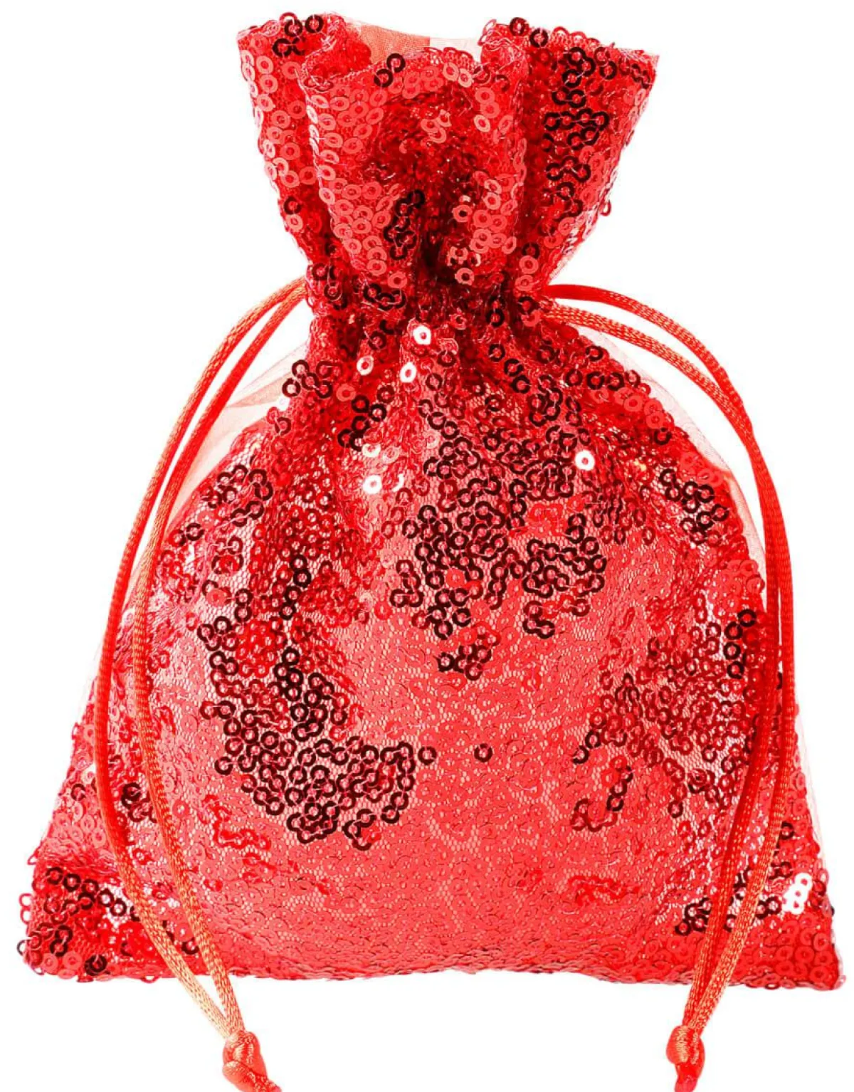 Bolsitas Con Cordón|Decoración Temática>DecoWoerner Bolsitas De Organza Lentejuelas 18 Cm, 10 Piezas, rojo
