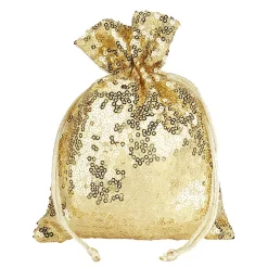 Bolsitas Con Cordón>DecoWoerner Bolsitas De Organza Lentejuelas 18 Cm, 10 Piezas, oro