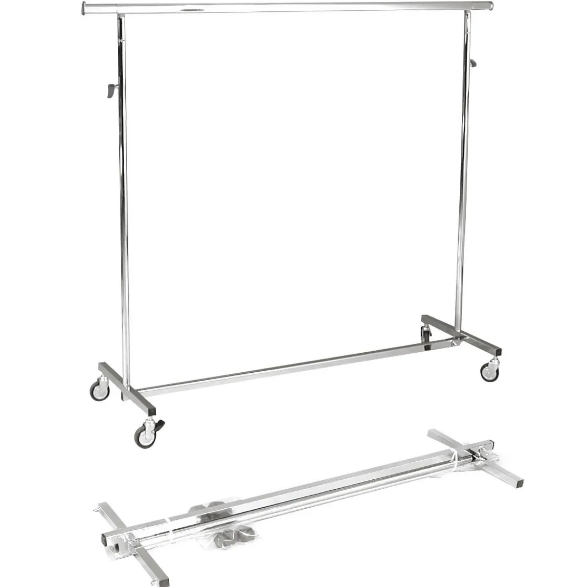 Percheros>DecoWoerner Caballete De Rodillos Plegable, Regulable En Altura, 1,5 M De Ancho plata