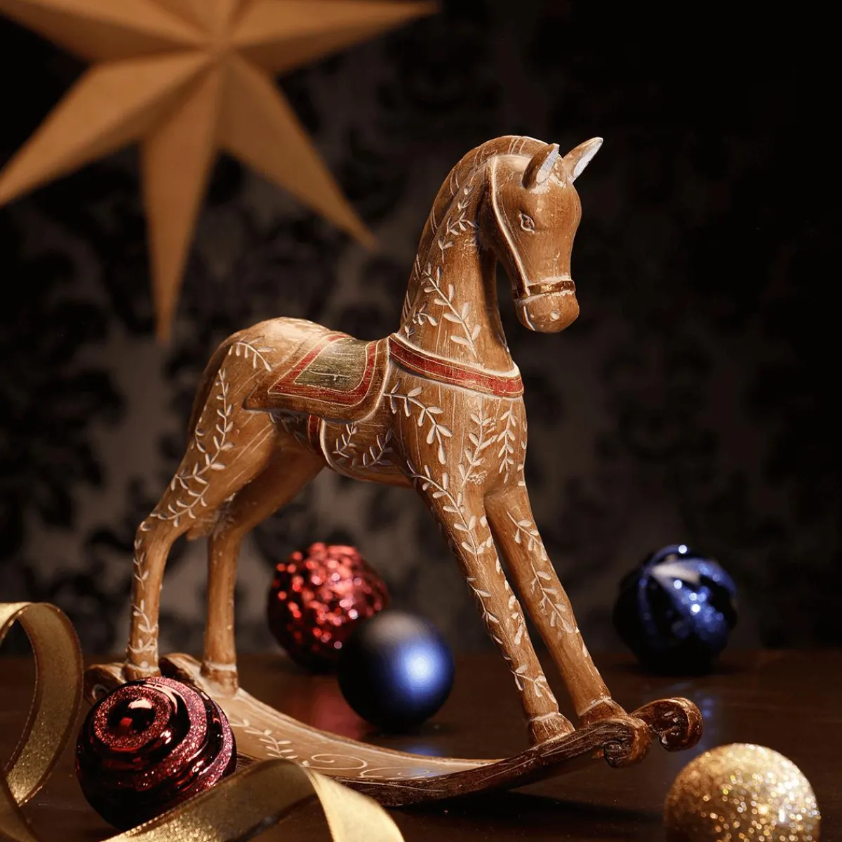 Figuras De Navidad>DecoWoerner Caballo Balancín Con óptica De Madera 30 X 30 Cm Madera natural