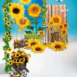 Decoración De Otoño|Cabezas De Flores Artificiales>DecoWoerner Cabeza De Flor Deco Girasol, 60 Cm Ø amarillo