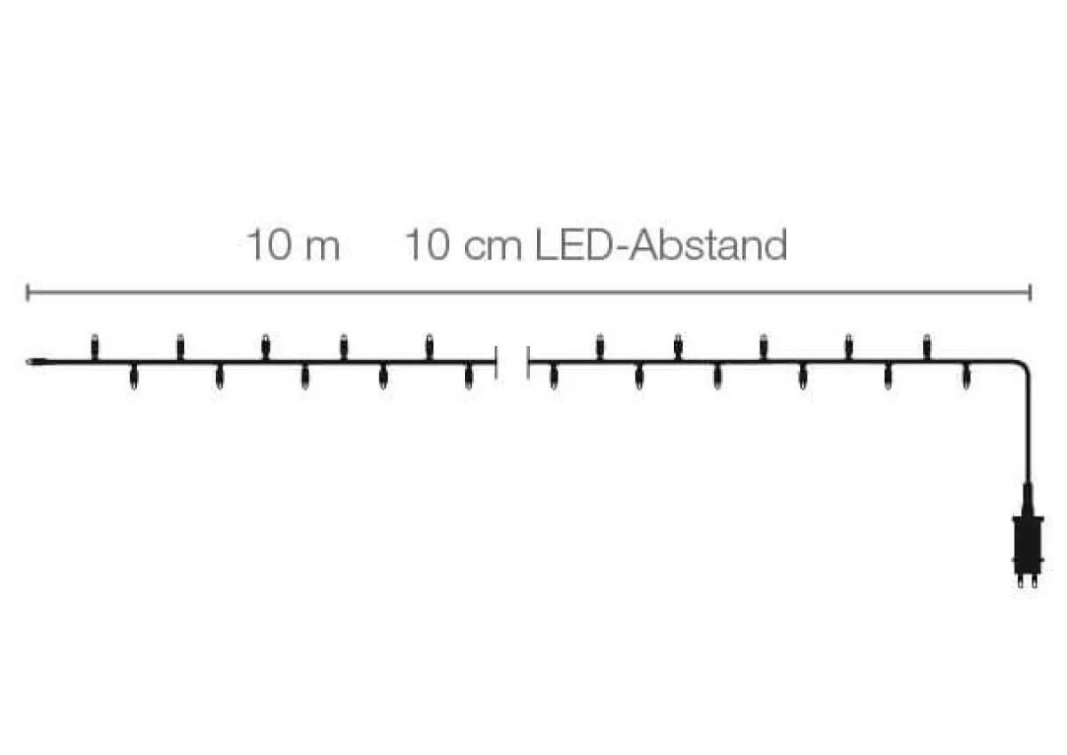Luces De Navidad>DecoWoerner Cadena De Luces LED Para Exteriores, 100 LED, 10 M negro