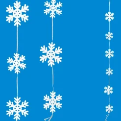 Decoración De Invierno>DecoWoerner Cadena Decorativa Copos De Nieve 150 Cm blanco