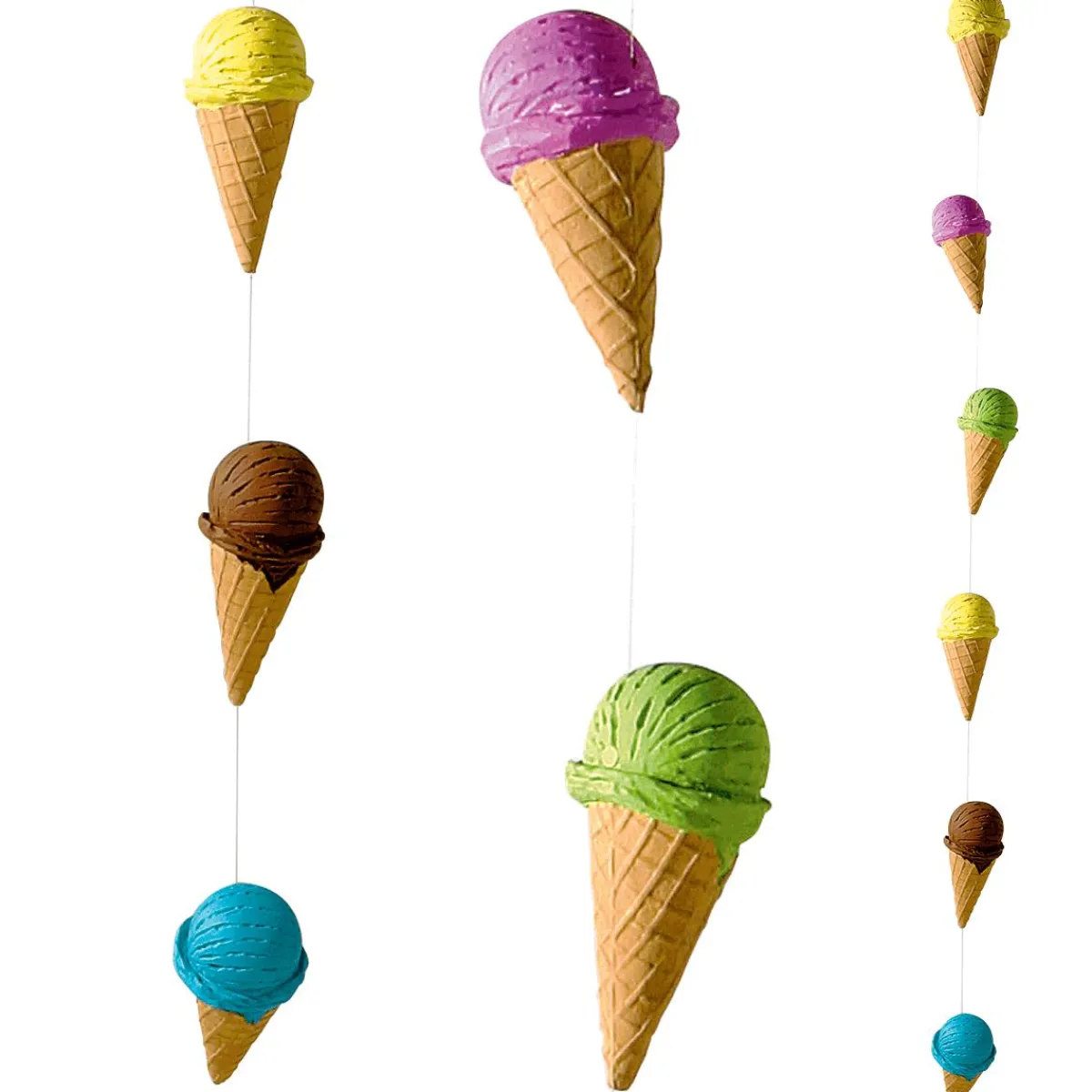 Decoración De Verano|Chocolate Y Helados>DecoWoerner Cadena Decorativa De Helados De Cucurucho Alimento De Imitación 220 Cm Beige