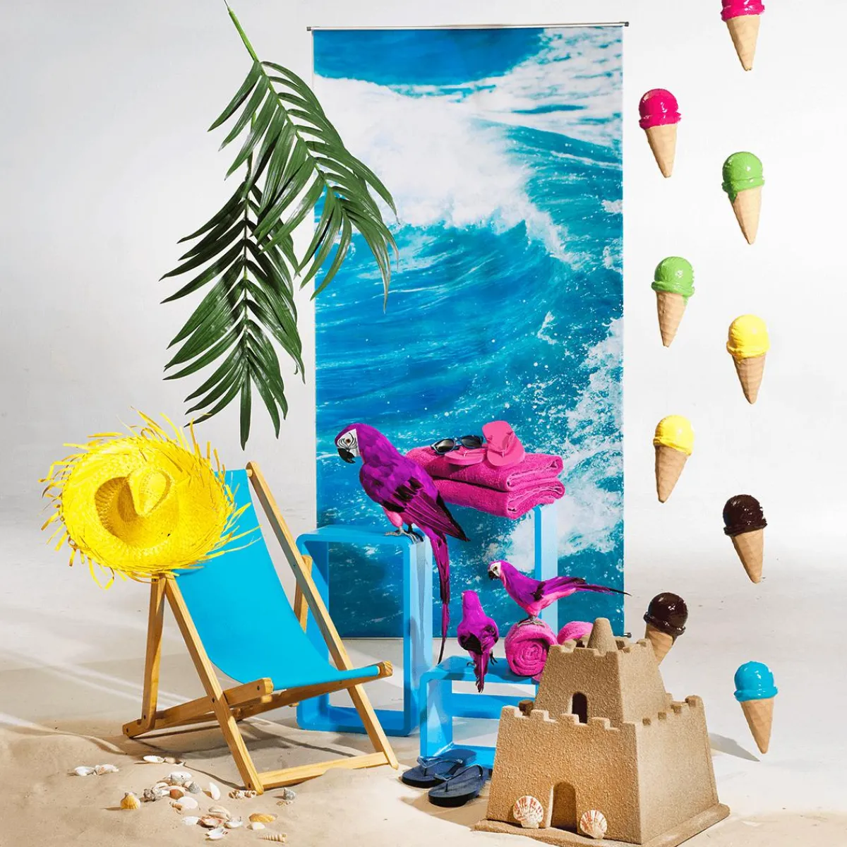 Decoración De Verano|Chocolate Y Helados>DecoWoerner Cadena Decorativa De Helados De Cucurucho Alimento De Imitación 220 Cm Beige