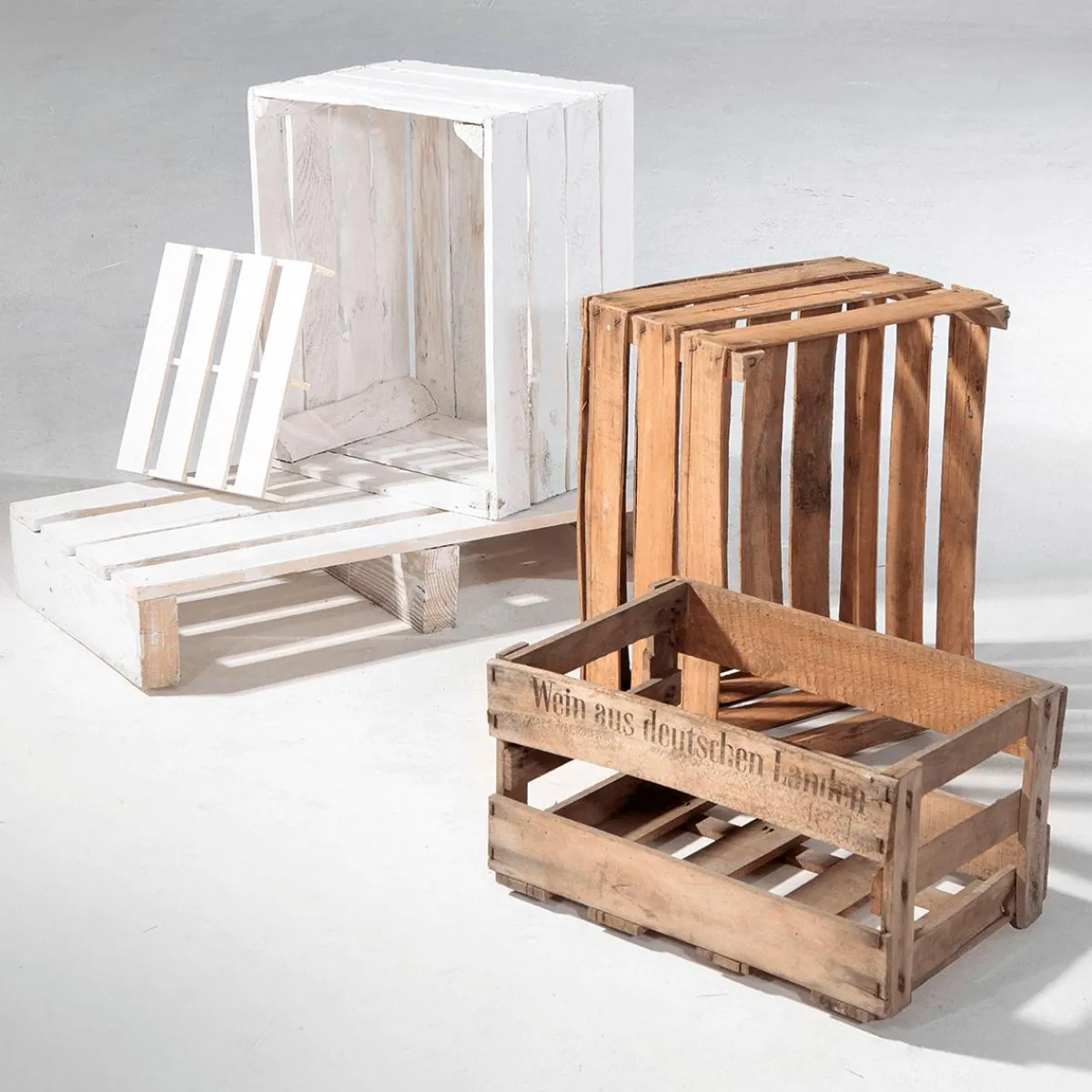 Decoración Natural|Decoración Temática>DecoWoerner Caja De Madera Vintage Longitud 50 Cm blanco