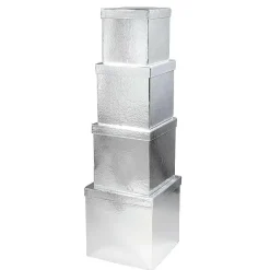 Cajas De Regalo>DecoWoerner Cajas De Cartón De Regalo, Color Plateado, 4 Pz. plata