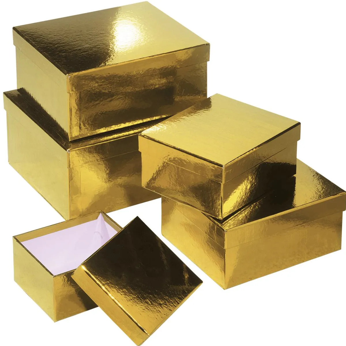 Cajas De Regalo>DecoWoerner Cajas De Cartón De Regalo Metálicas, , 5 Piezas oro
