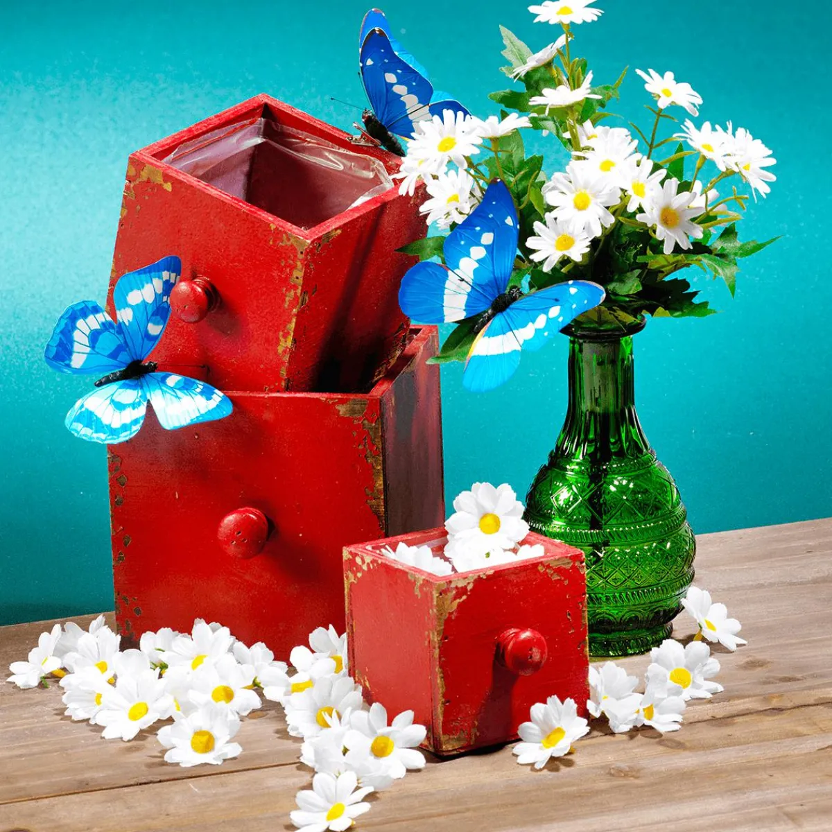 Decoración Natural|Decoración De Verano>DecoWoerner Cajón De Macetas 3 Piezas 9-15 Cm rojo