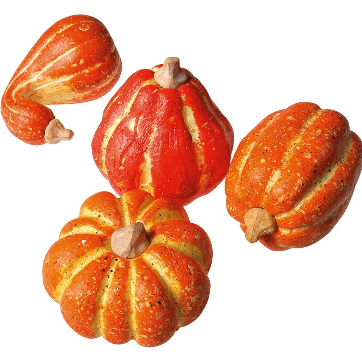 Decoración De Otoño|Verduras Y Hierbas>DecoWoerner Calabazas De Adorno Decorativas, 11-14 Cm, 4 Piezas naranja